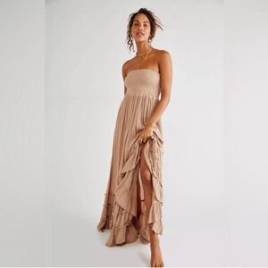 Free People Extratropical Tan Strapless Maxi Dress